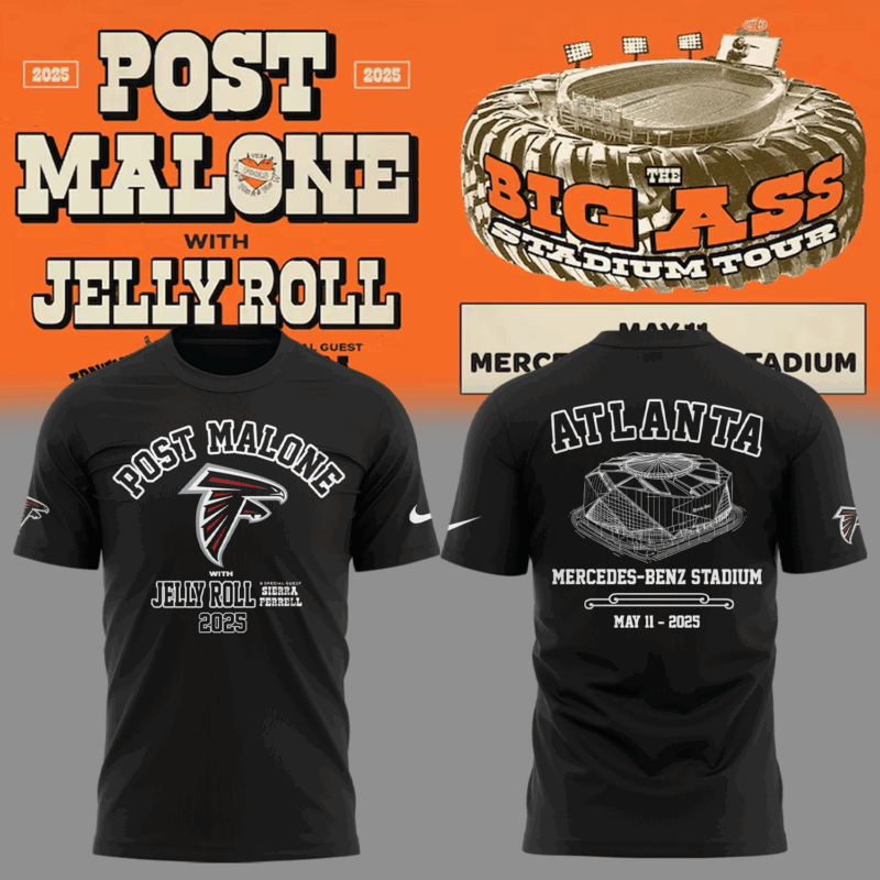 Limited Edition The Big Ass Stadium Tour x Atlanta Falcons Black Tshirt 2025
