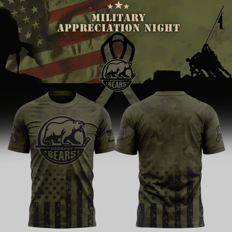 Limited Edition Hershey Bears x Military Appreciation Night Tshirt 2025