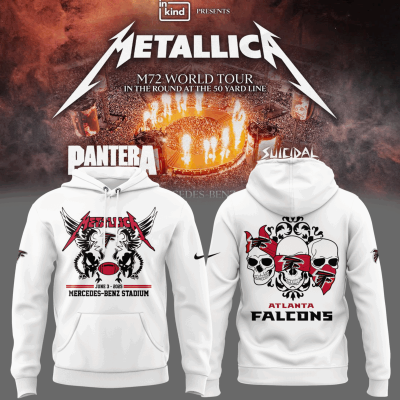 Limited Edition M72 World Tour x Atlanta Falcons White Hoodie 2025