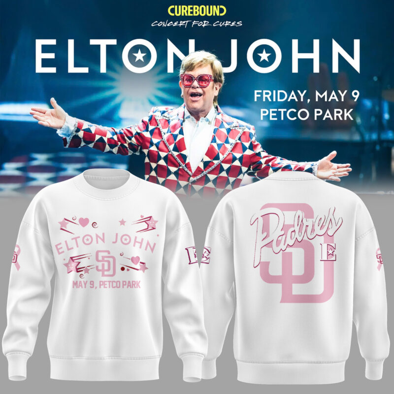 Limited Edition Elton John x San Diego Padres White Sweat 2025