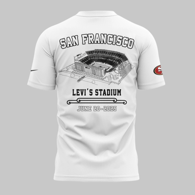 Limited Edition M72 World Tour x San Francisco 49ers White Tshirt 2025 - Image 3