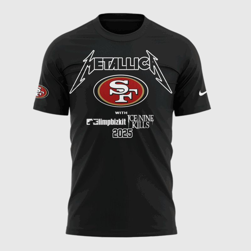 Limited Edition M72 World Tour x San Francisco 49ers Black Tshirt 2025 - Image 2