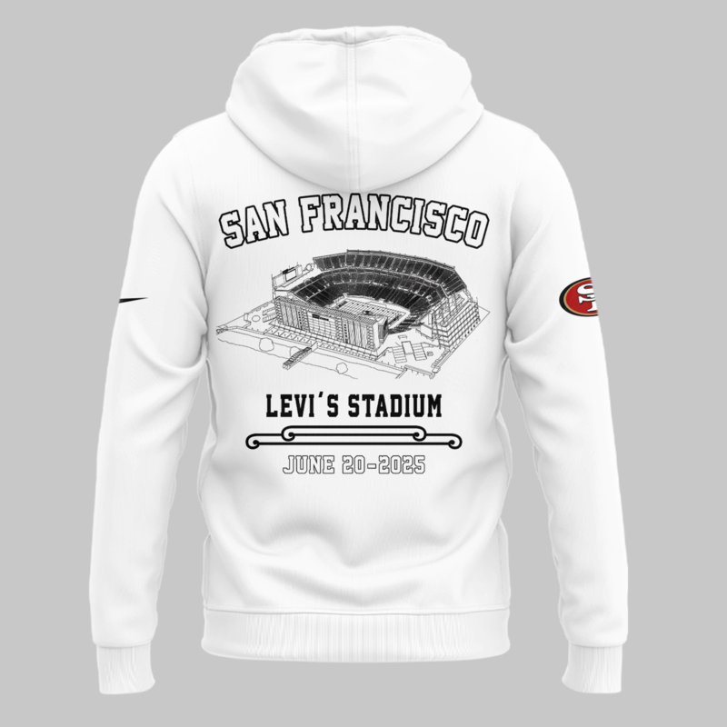 Limited Edition M72 World Tour x San Francisco 49ers White Hoodie 2025 - Image 3