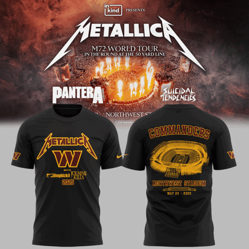 Limited Edition M72 World Tour x Washington Commanders Black Tshirt 2025