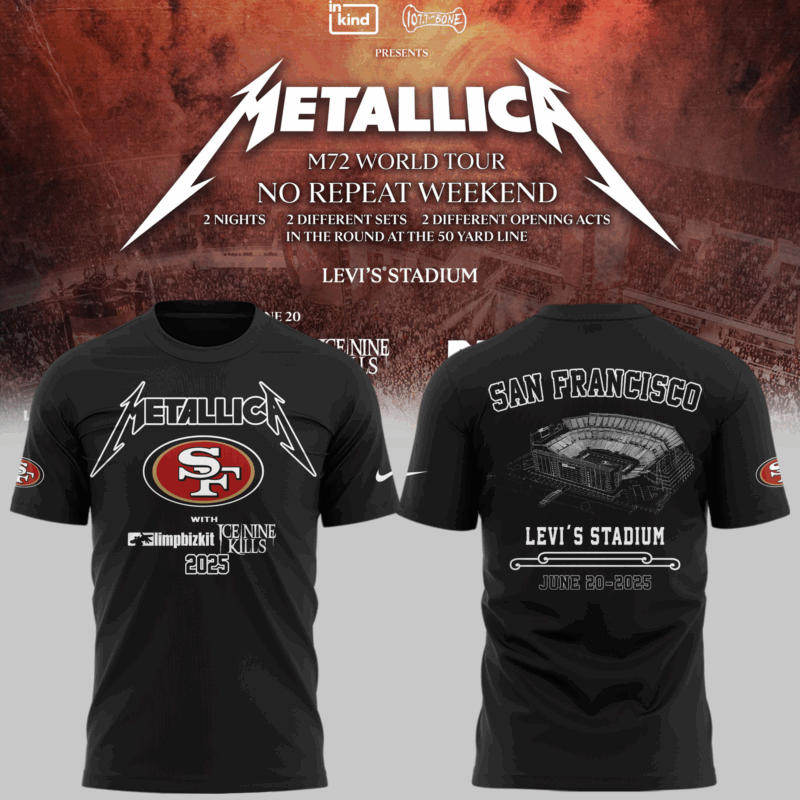 Limited Edition M72 World Tour x San Francisco 49ers Black Tshirt 2025