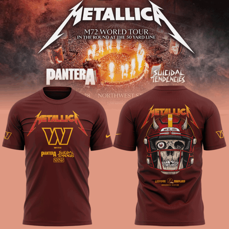 Limited Edition M72 World Tour With Pantera And Suicidal Tendencies x Washington Commanders Tshirt 2025