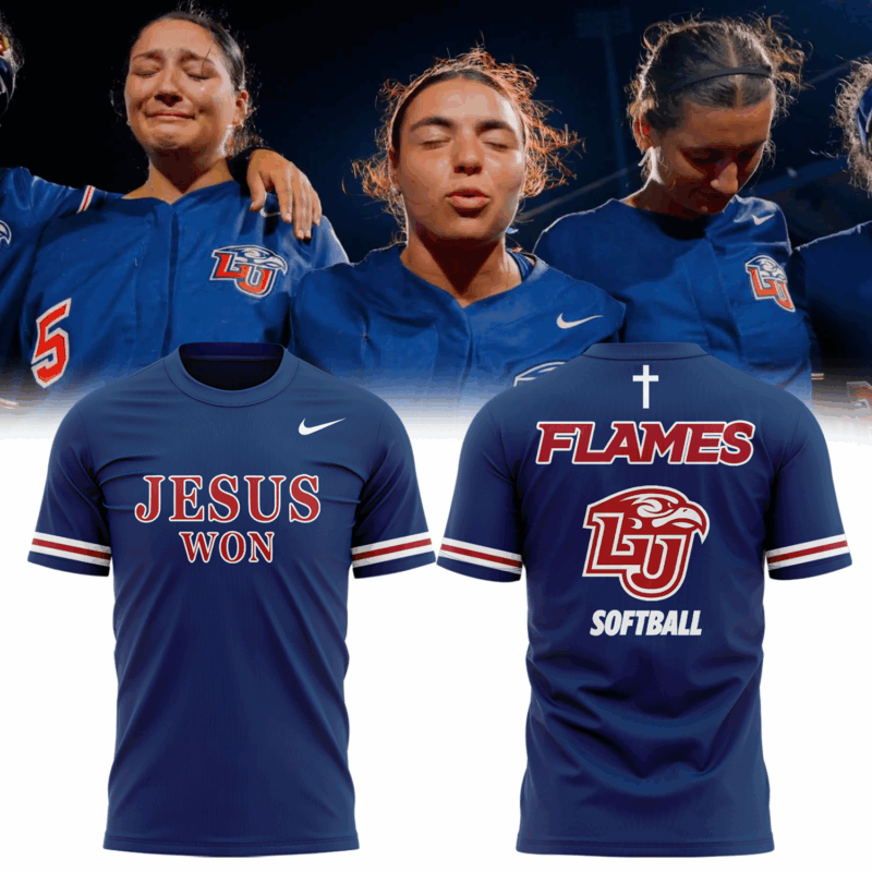 Special Edition Liberty Softball T-Shirt Praise Be To God! " JESUS WON "