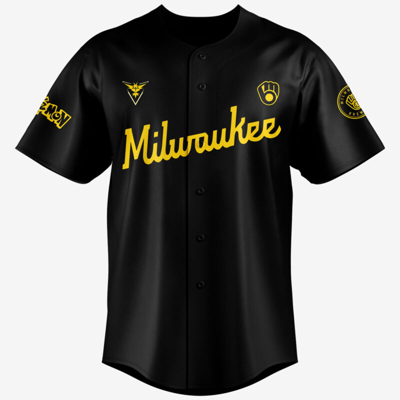 Special New Edition Milwaukee Brewers x Pokemon Team Instinct Baseball Jersey 2025 - Image 2