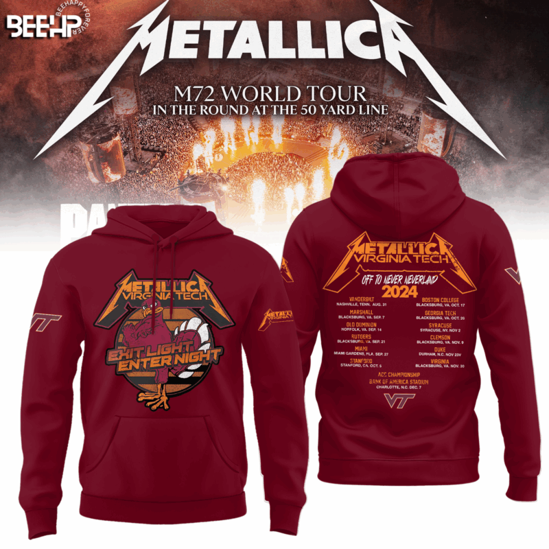 Virginia Tech Hokies Metallica Editions Limited 2025 Red Hoodie