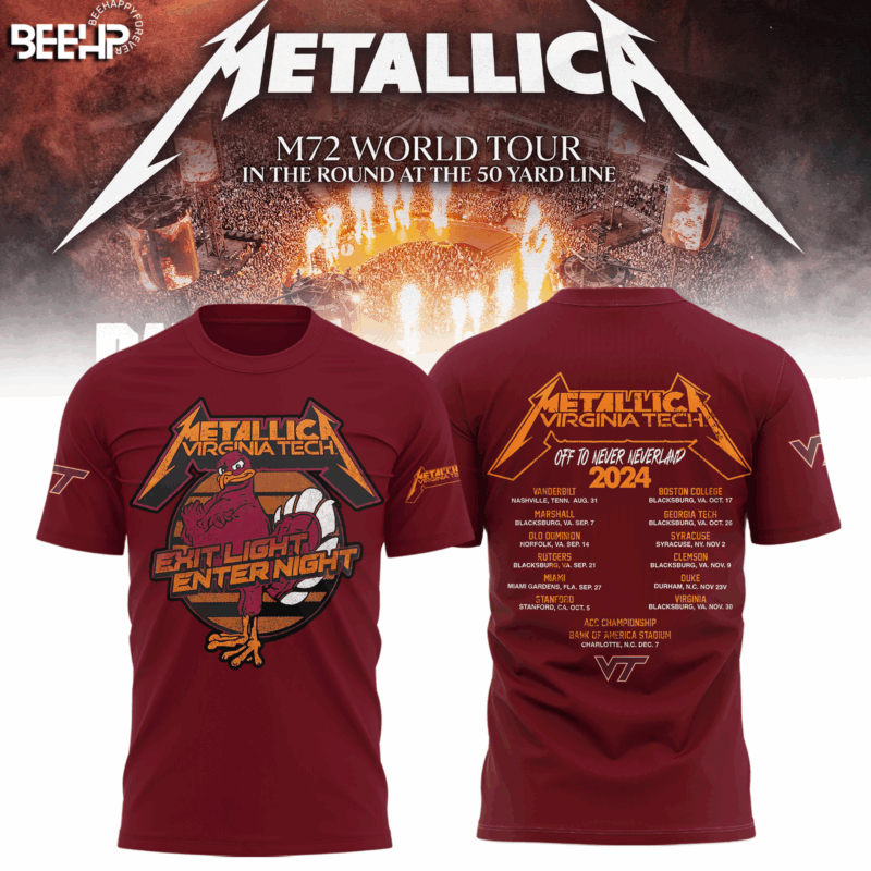 Virginia Tech Hokies Metallica Editions Limited 2025 Red Shirt