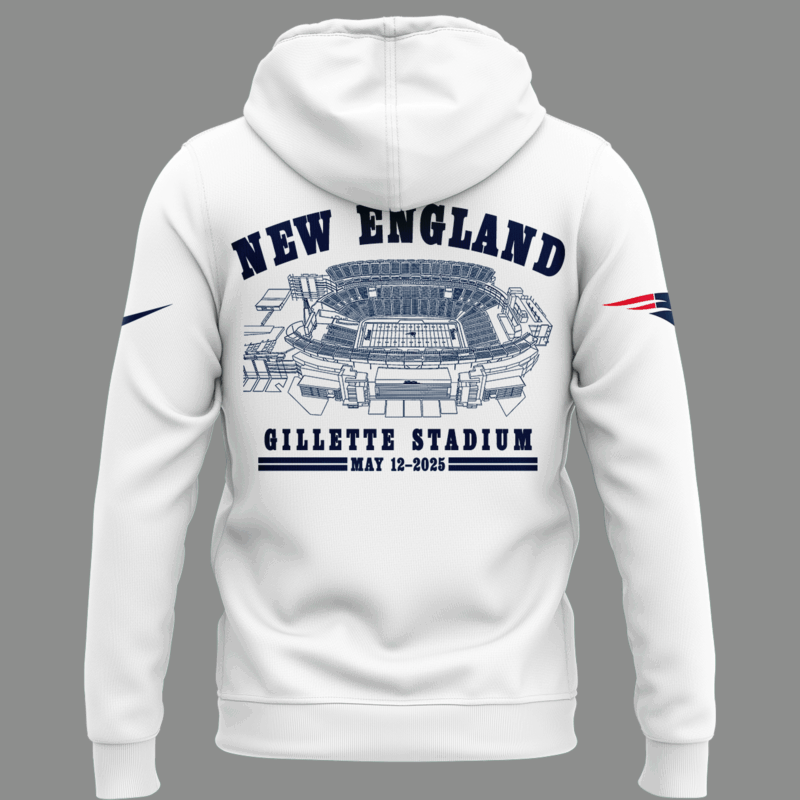 Limited Edition Grand National Tour x New England Patriots White Hoodie 2025 - Image 3