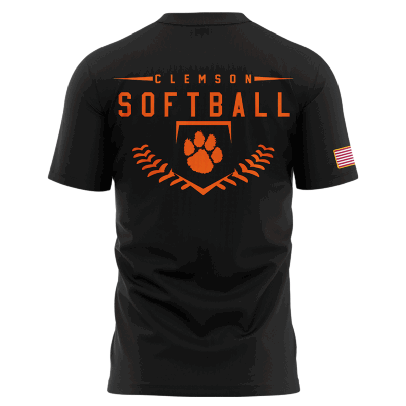 Limited Edition Clemson Softball Military Appreciation Black Tshirt - Image 3