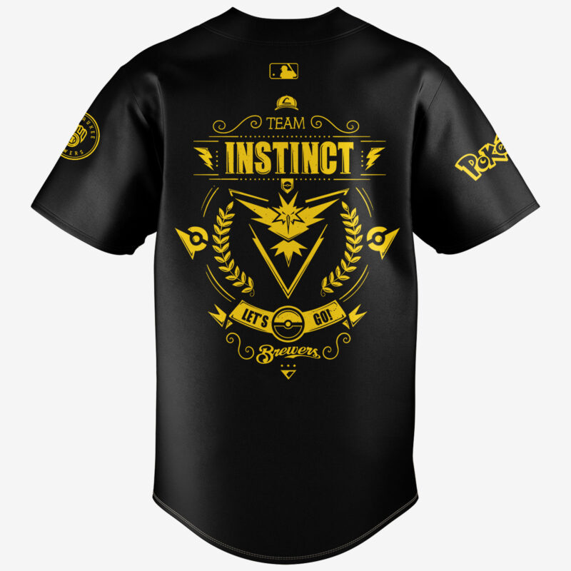 Special New Edition Milwaukee Brewers x Pokemon Team Instinct Baseball Jersey 2025 - Image 3