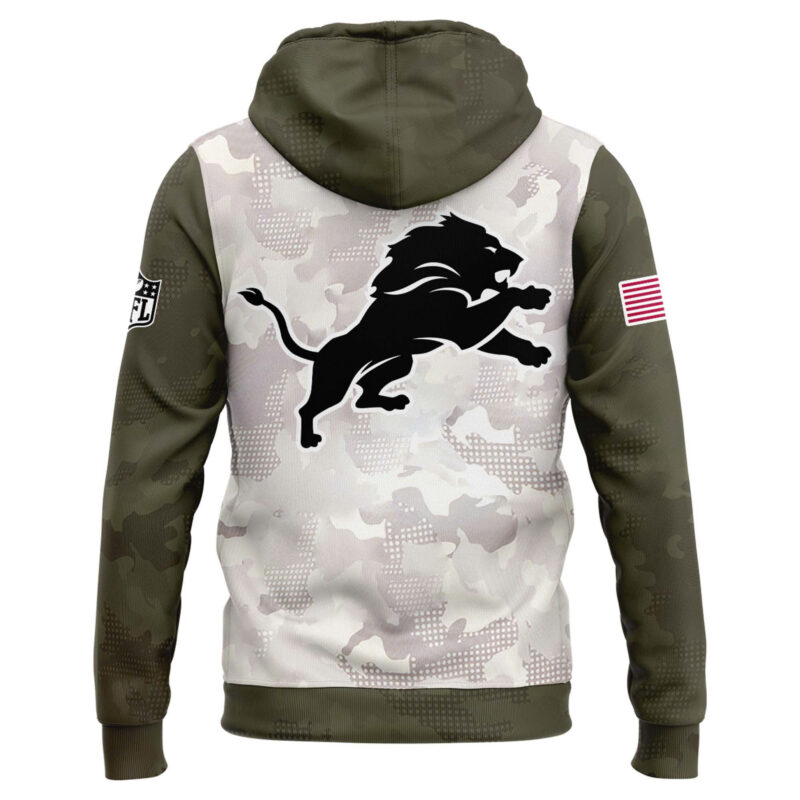 Special New Beige/Olive 2025 Armed Forces Day Detroit Lions Hoodie - Image 3
