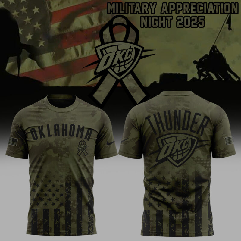 Special New Oklahoma City Thunder Military Appreciation Night Tshirt 2025