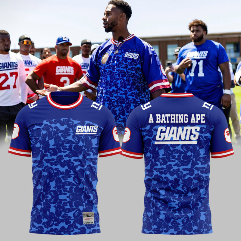 Bape x Mitchell & Ness NFL New York Giants Legacy Jersey Tshirt