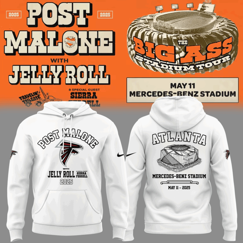 Limited Edition The Big Ass Stadium Tour x Atlanta Falcons White Hoodie 2025