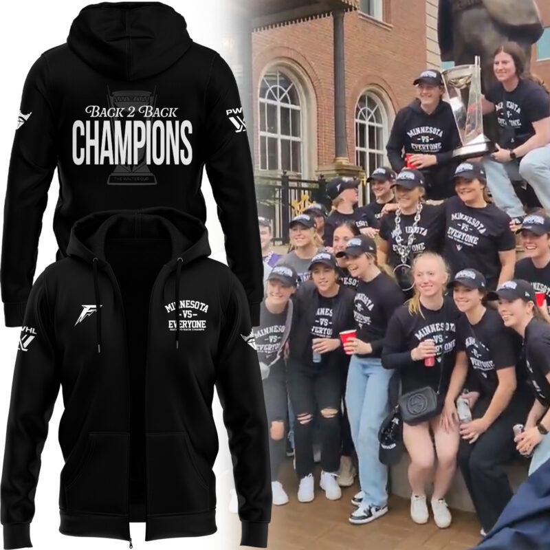 Special 2025 Back 2 Back Champions Minnesota Frost Zip Hoodie
