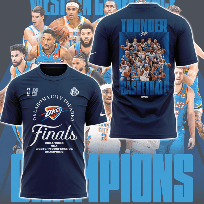 OKC THUNDER 2025 WESTERN CONFERENCE FINALS CHAMPIONS T SHIRT