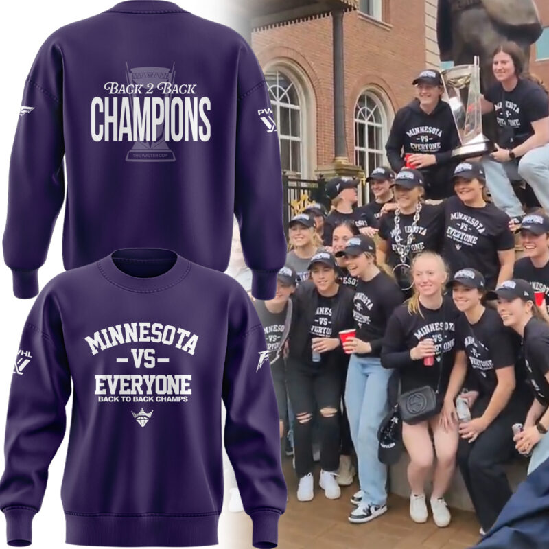Special 2025 Back 2 Back Champions Minnesota Frost Sweatshirt - Purple