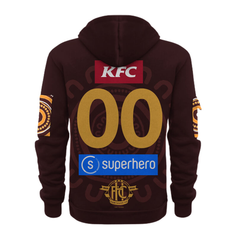 Hawthorn 2025 ISC Mens Indigenous Quarter Zipper Hoodie Brown - Image 3