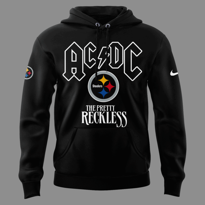 Limited Edition AC/DC x Pittsburgh Steelers Black Hoodie 2025 - Image 2
