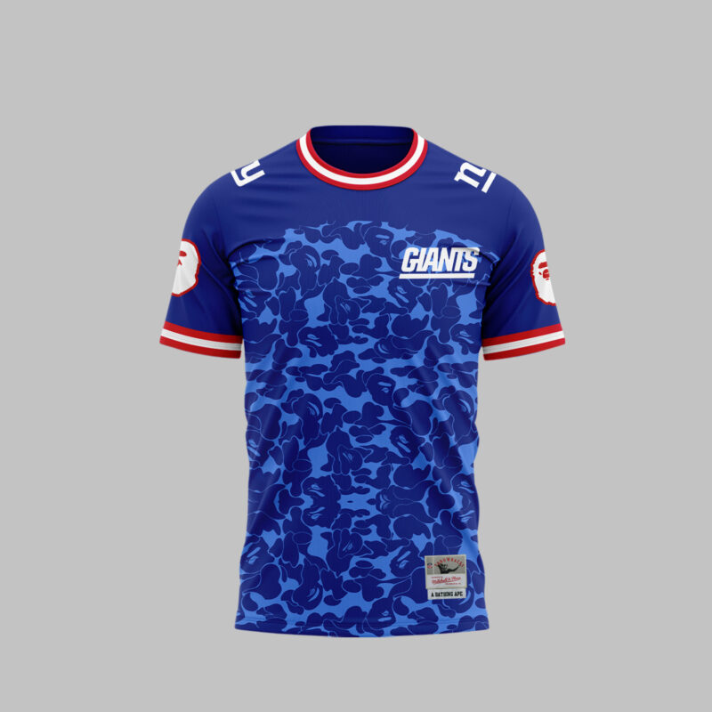 Bape x Mitchell & Ness NFL New York Giants Legacy Jersey Tshirt - Image 2