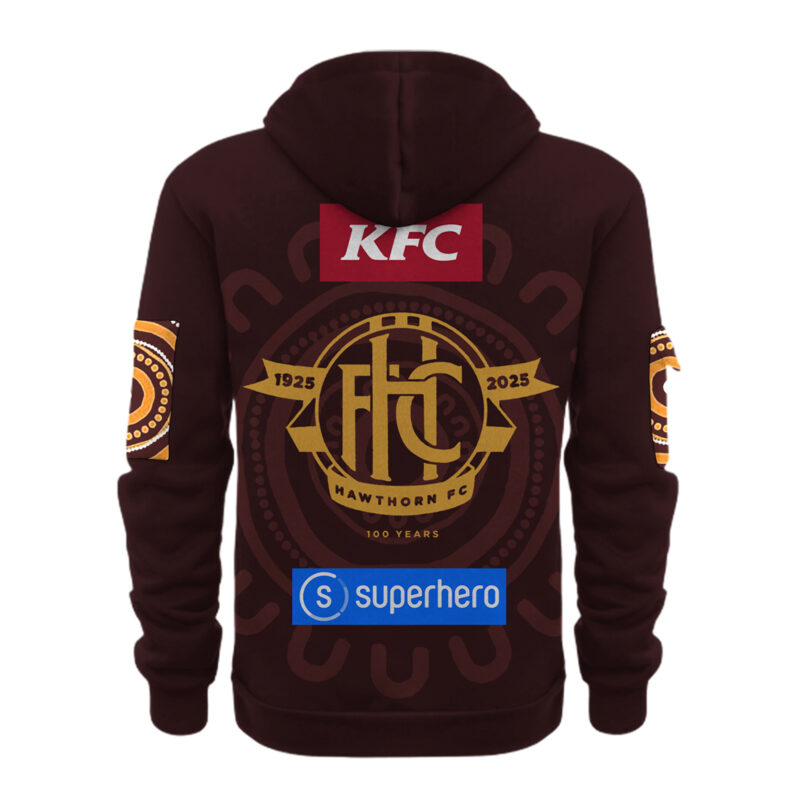 Hawthorn 2025 ISC Mens Indigenous Quarter Zipper Hoodie Brown I - Image 3
