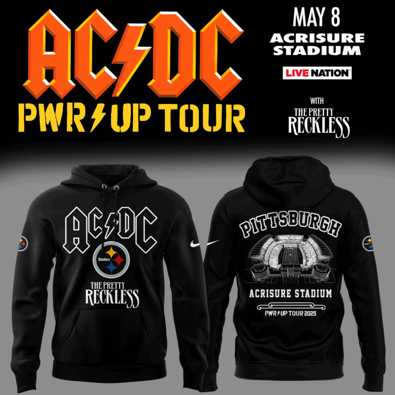 Limited Edition AC/DC x Pittsburgh Steelers Black Hoodie 2025