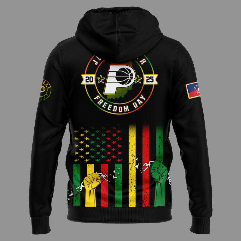 Special New Edition Indiana Pacers JuneTeenth Freedom Hoodie 2025 - Image 3