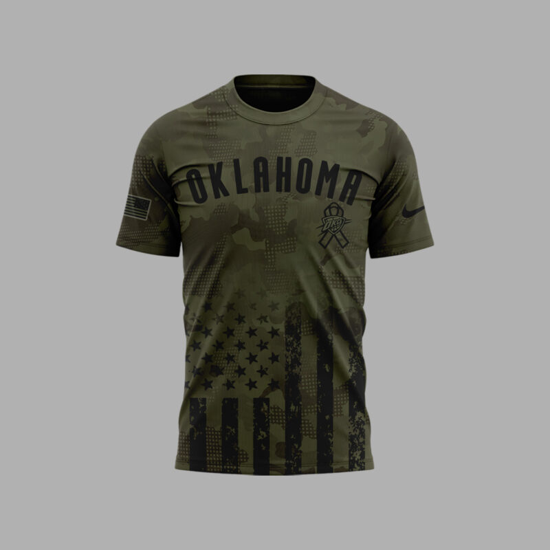 Special New Oklahoma City Thunder Military Appreciation Night Tshirt 2025 - Image 2