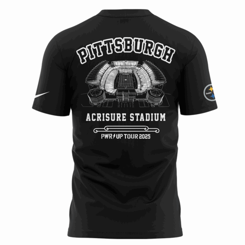 Limited Edition AC/DC x Pittsburgh Steelers Black Tshirt 2025 - Image 3