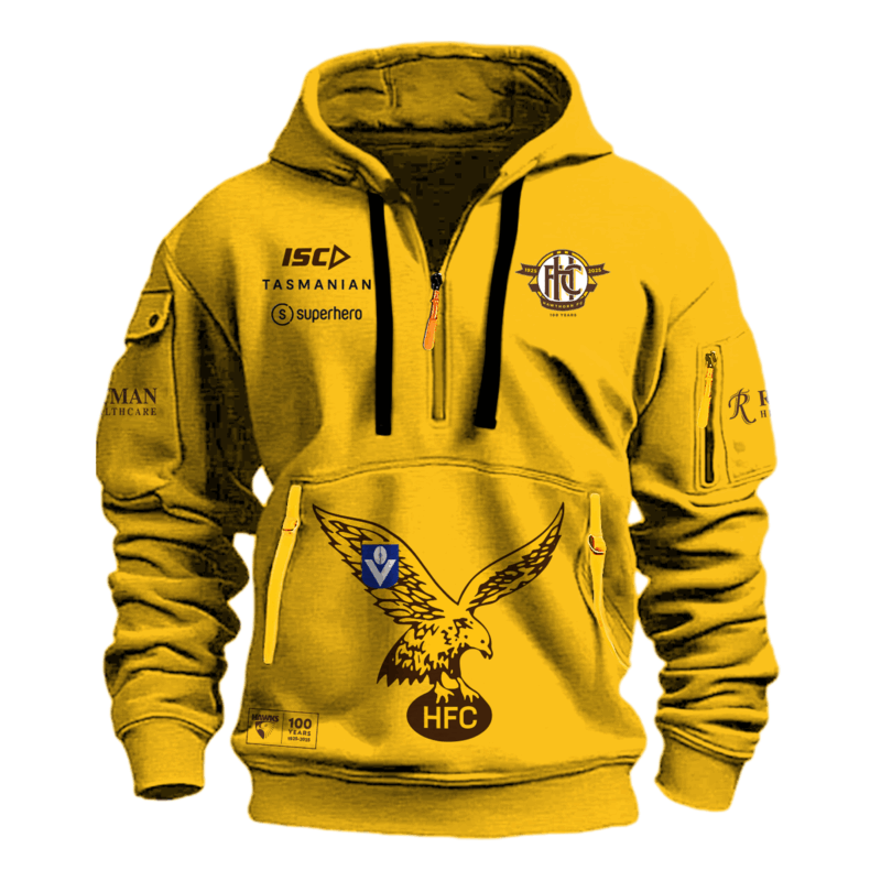Limited Edition Hawthorn FC Quarter Zipper Hoodie 1925-2025 - Image 2