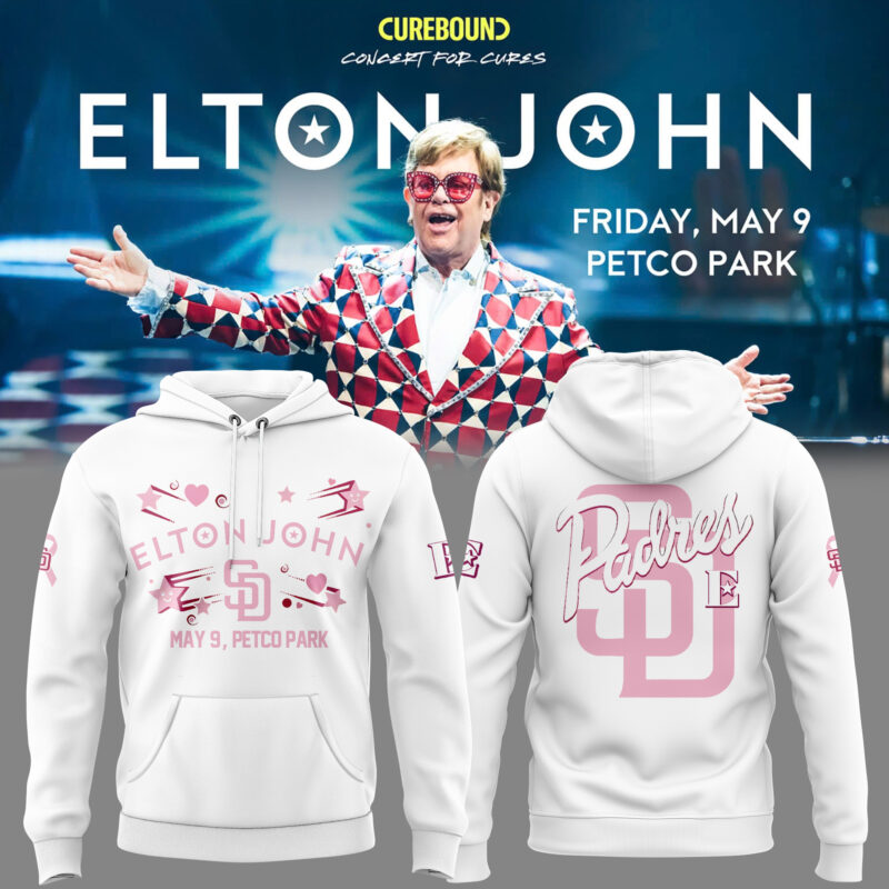 Limited Edition Elton John x San Diego Padres White Hoodie 2025