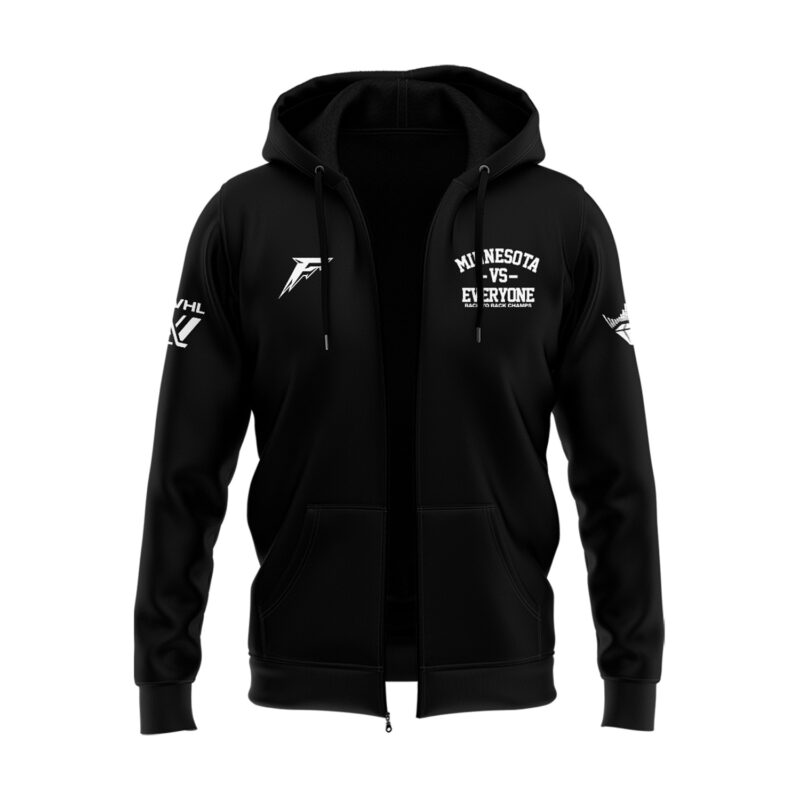 Special New Black And White Minnesota Vs Everyone Zip Hoodie - Image 2