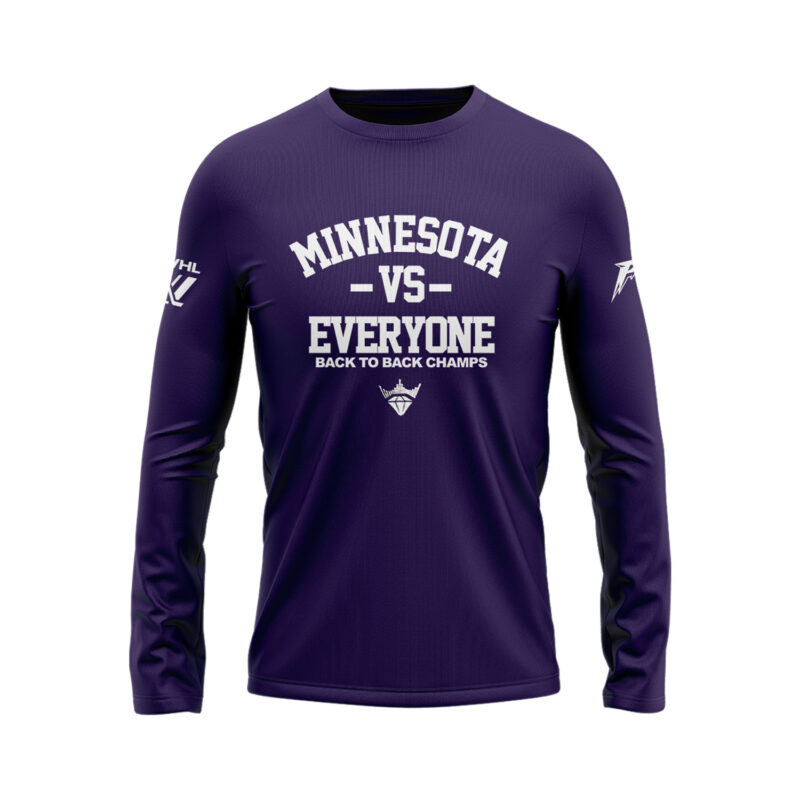 Special 2025 Back 2 Back Champions Minnesota Frost Long Sleeve Shirt - Purple - Image 2