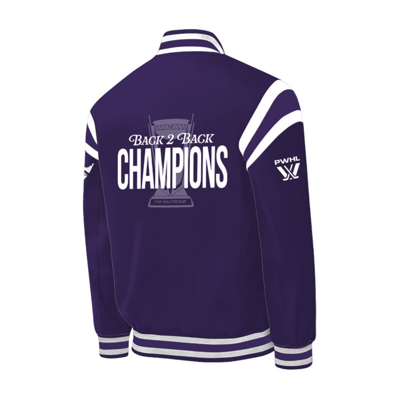 Special 2025 Back 2 Back Champions Minnesota Frost Bomber Jacket - Purple - Image 3