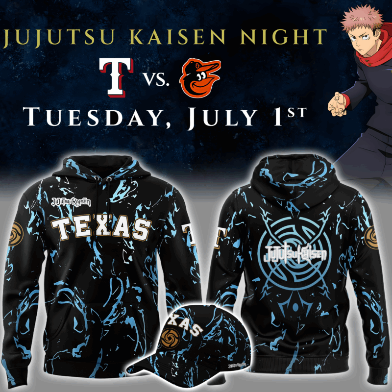 Limited Edition Texas Rangers x Jujutsu Kaisen Night Hoodie 2025