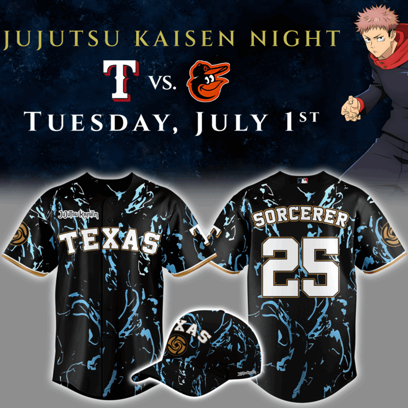 Limited Edition Texas Rangers x Jujutsu Kaisen Night Jersey 2025