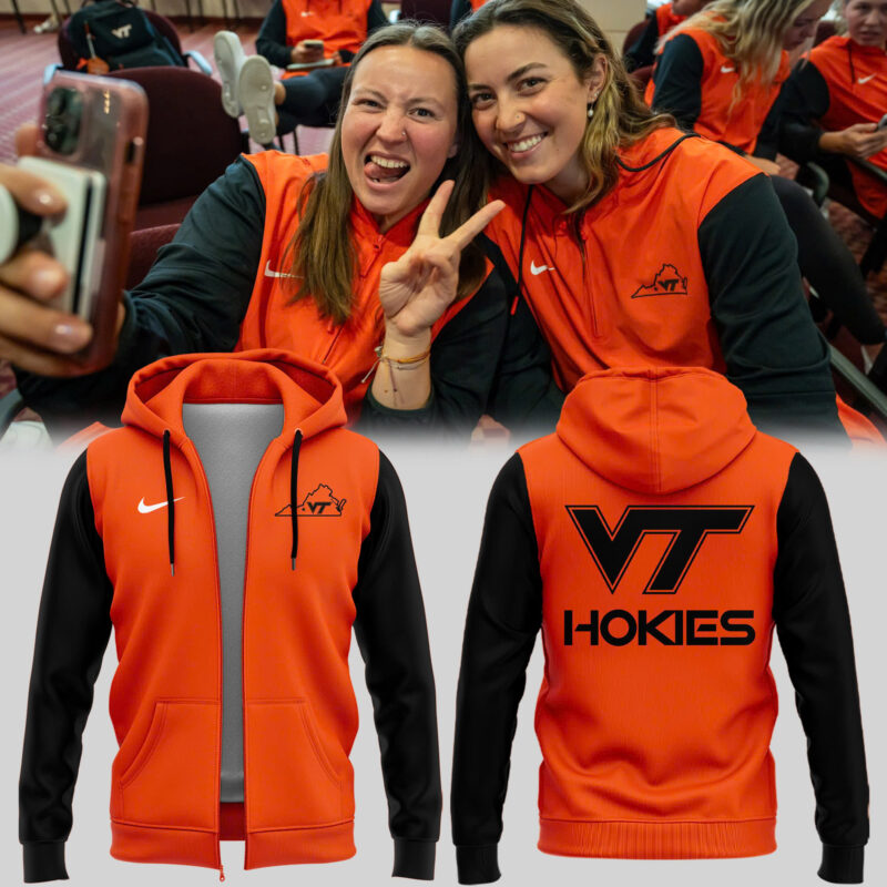 Special New Orange Black Virginia Tech Hokies Zip Hoodie