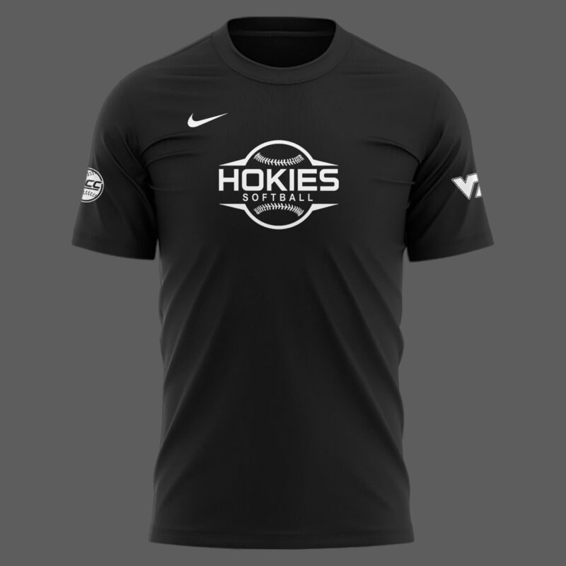 Special New Black And White Virginia Tech Hokies Softball Tshirt - Image 2