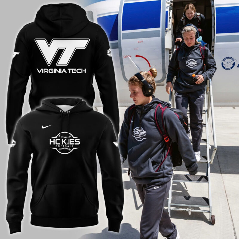 Special New Black And White Virginia Tech Hokies Softball Hoodie