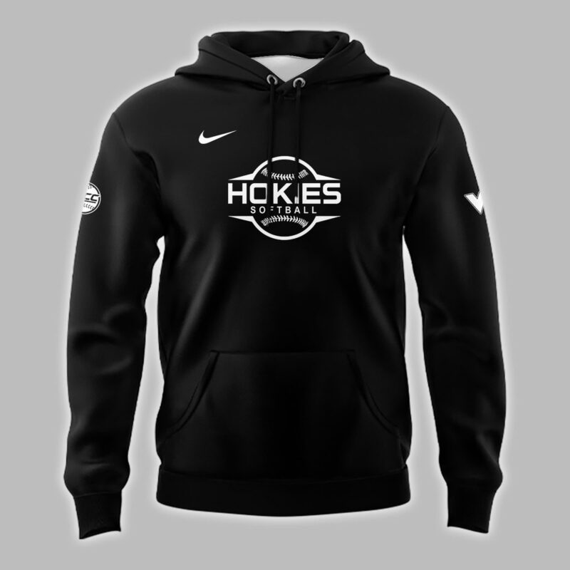 Special New Black And White Virginia Tech Hokies Softball Hoodie - Image 2