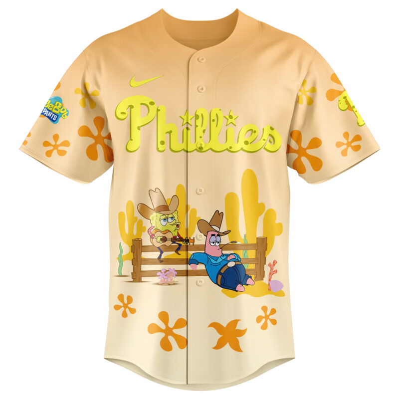Special 2025 SpongeBob SquarePants Philadelphia Phillies Baseball Jersey - Image 2