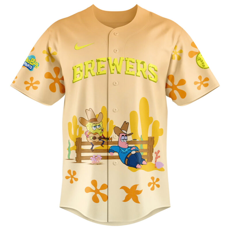 Special 2025 SpongeBob SquarePants Milwaukee Brewers Baseball Jersey - Image 2