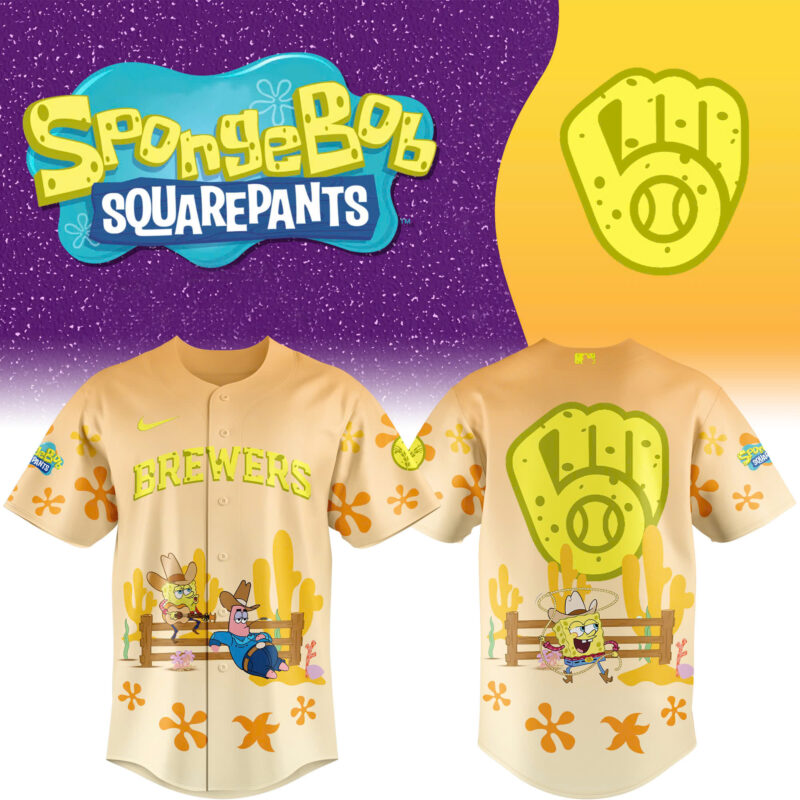 Special 2025 SpongeBob SquarePants Milwaukee Brewers Baseball Jersey