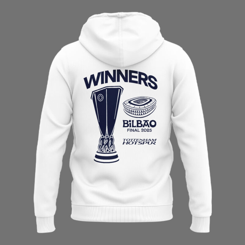Special New Tottenham Hotspur Europa League 2025 Winners White Hoodie - Image 3