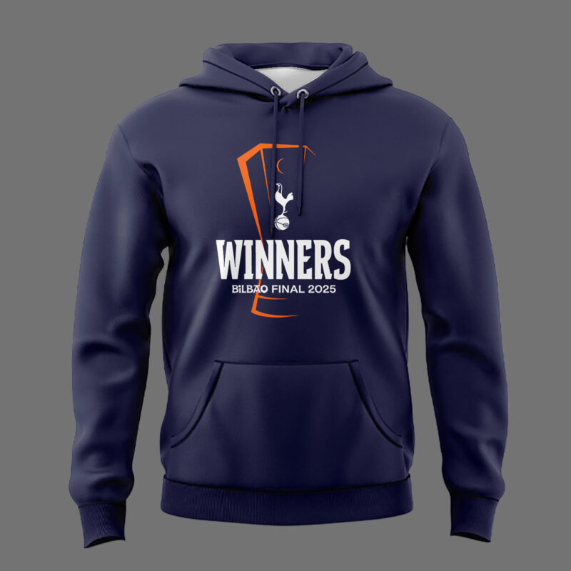 Special New Tottenham Hotspur Europa League 2025 Winners Navy Team Logo Hoodie - Image 2