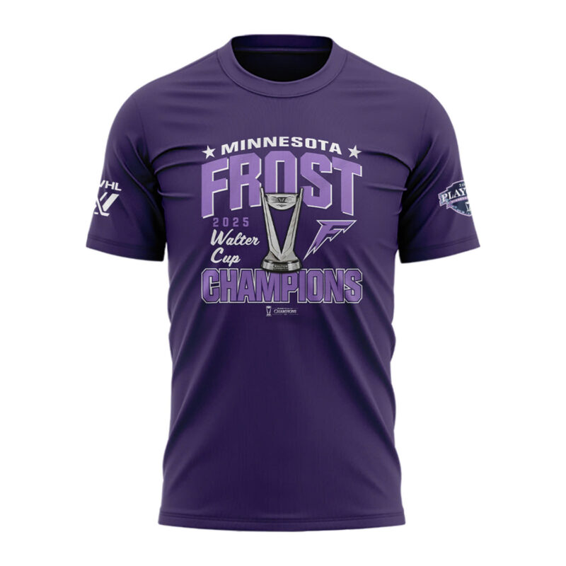 Special PWHL Walter Cup Champions 2025 Minnesota Frost T-Shirt - Image 2
