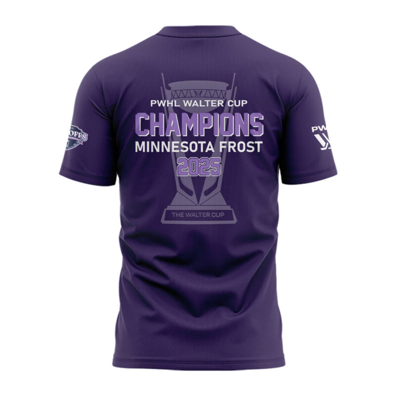Special PWHL Walter Cup Champions 2025 Minnesota Frost T-Shirt - Image 3